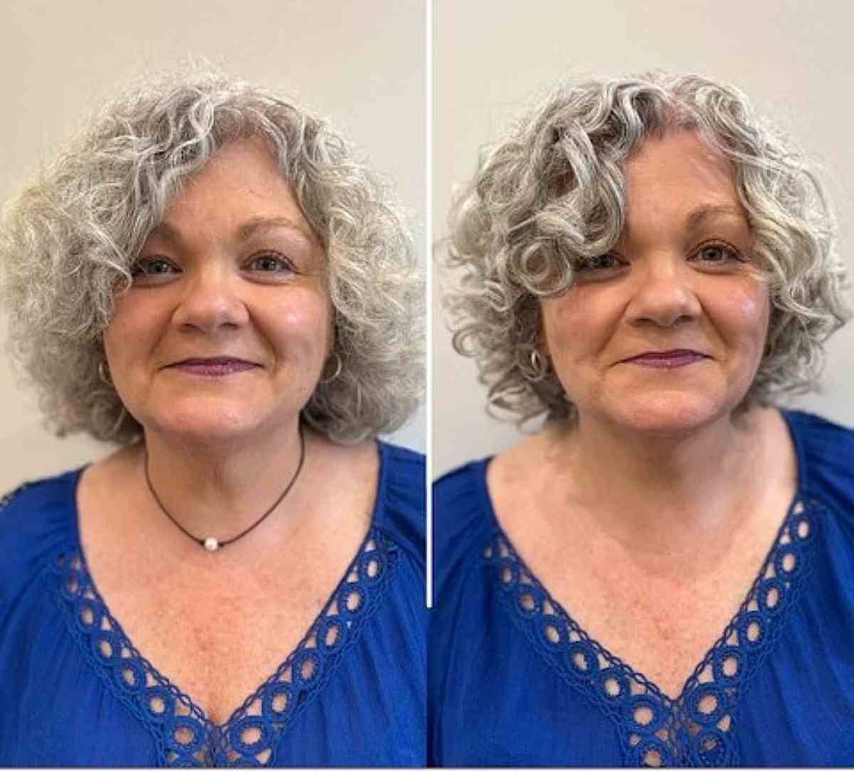 chin length hairstyle with curls for older women over 60