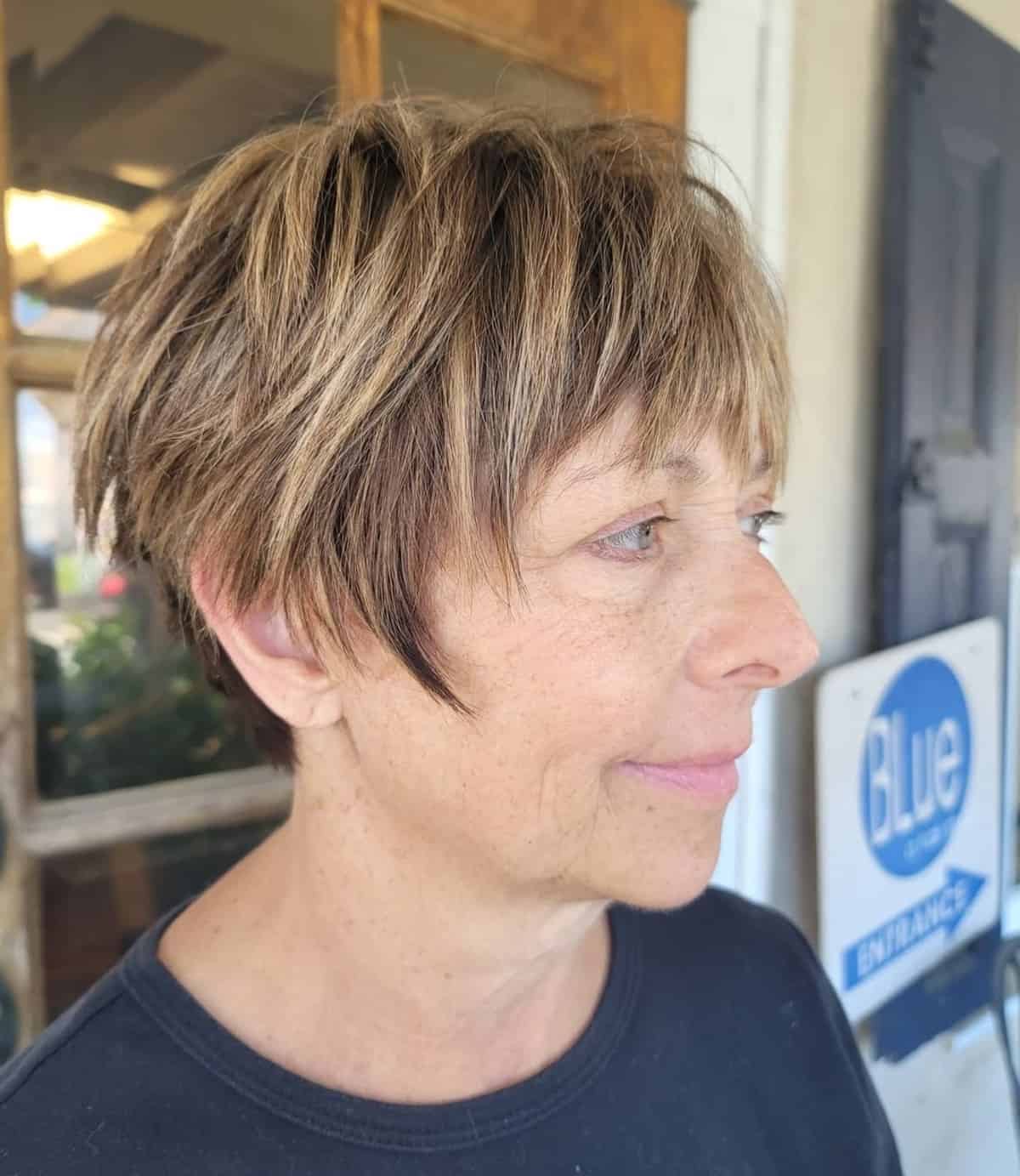 ear length shaggy pixie for women over 60