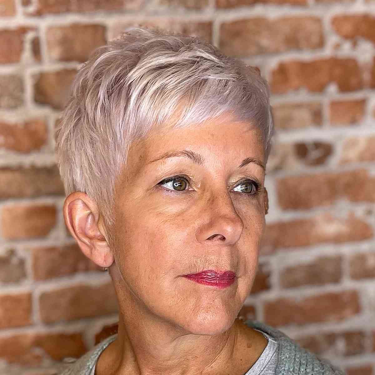 fabulous pixie with side swept bangs for 60 year old ladies