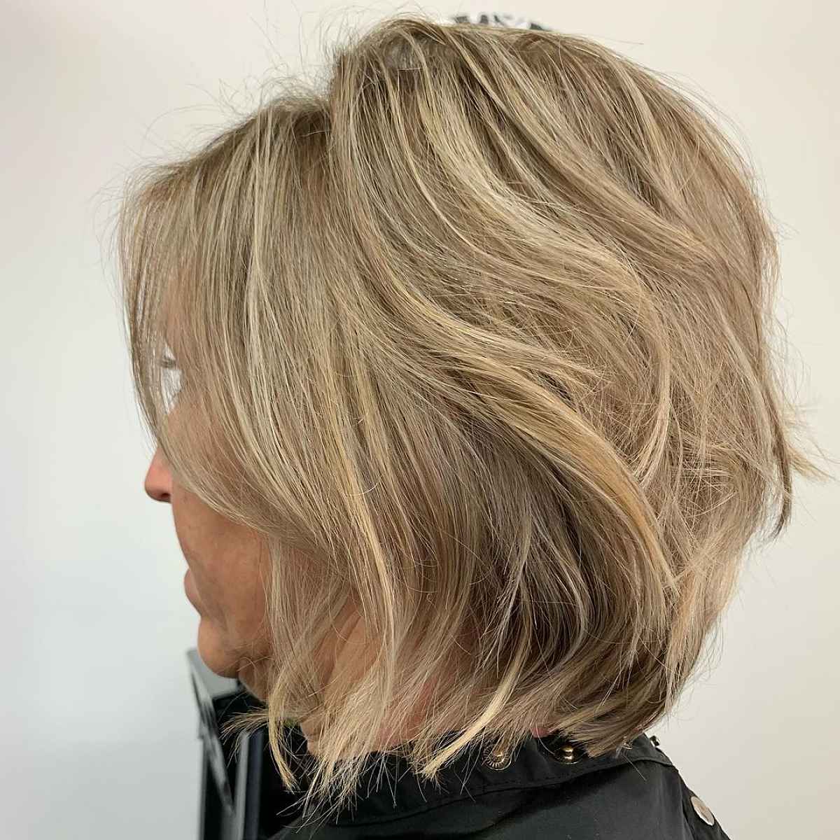 long bob with long layers for women over 60