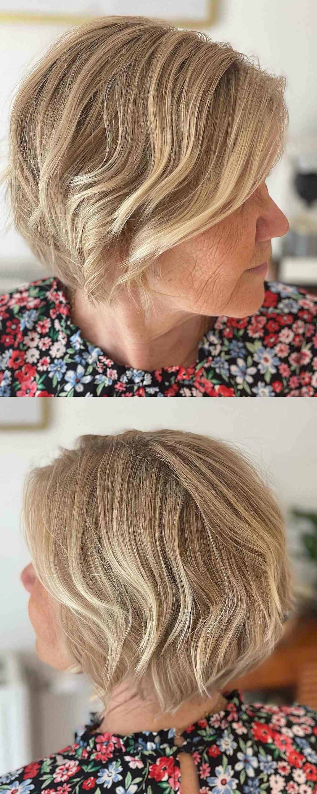 modern and short layered cut for women over sixty