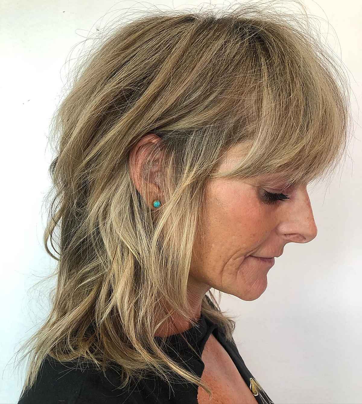 razored shag with a tousled texture for older ladies over sixty