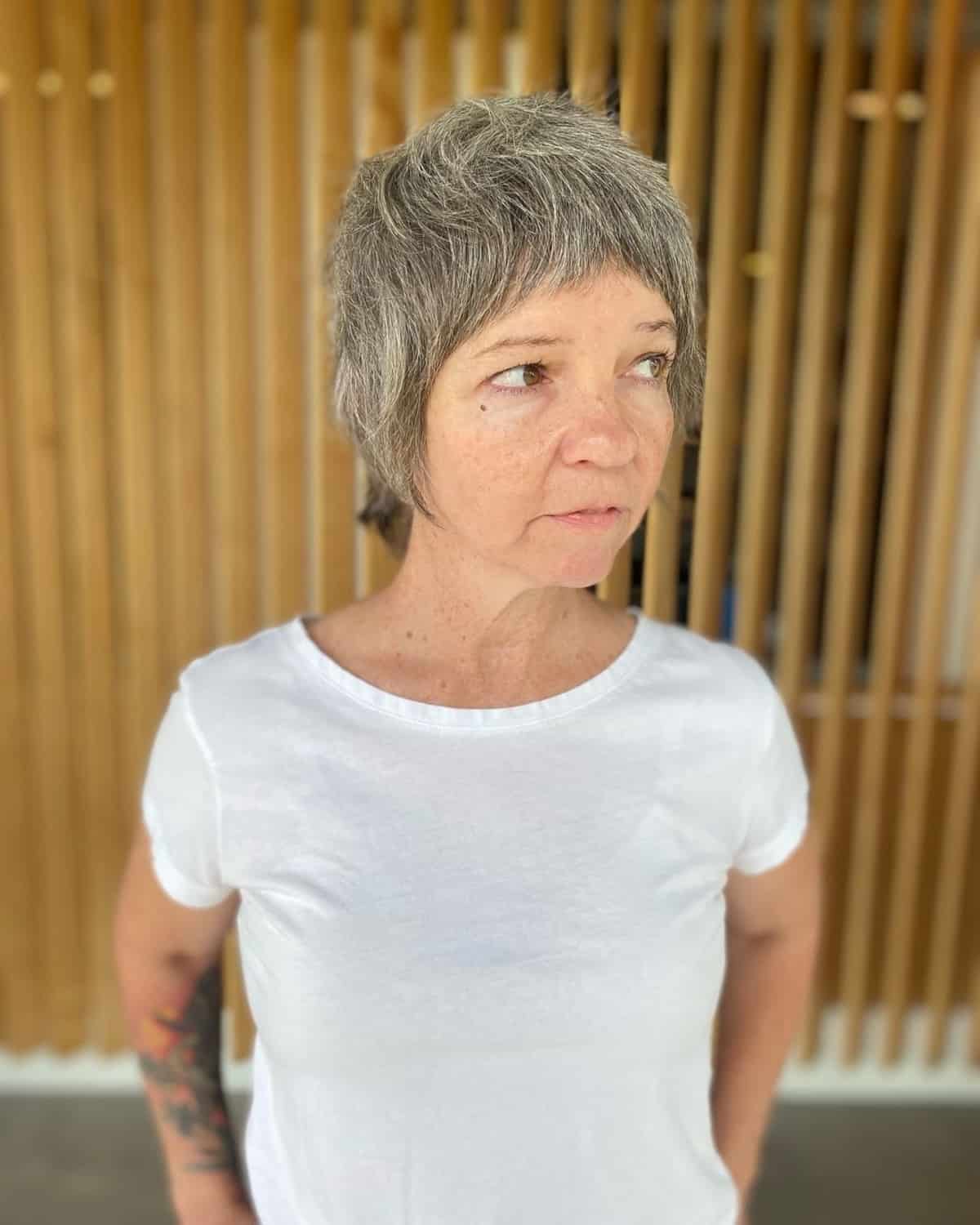 shaggy cut for grey haired women