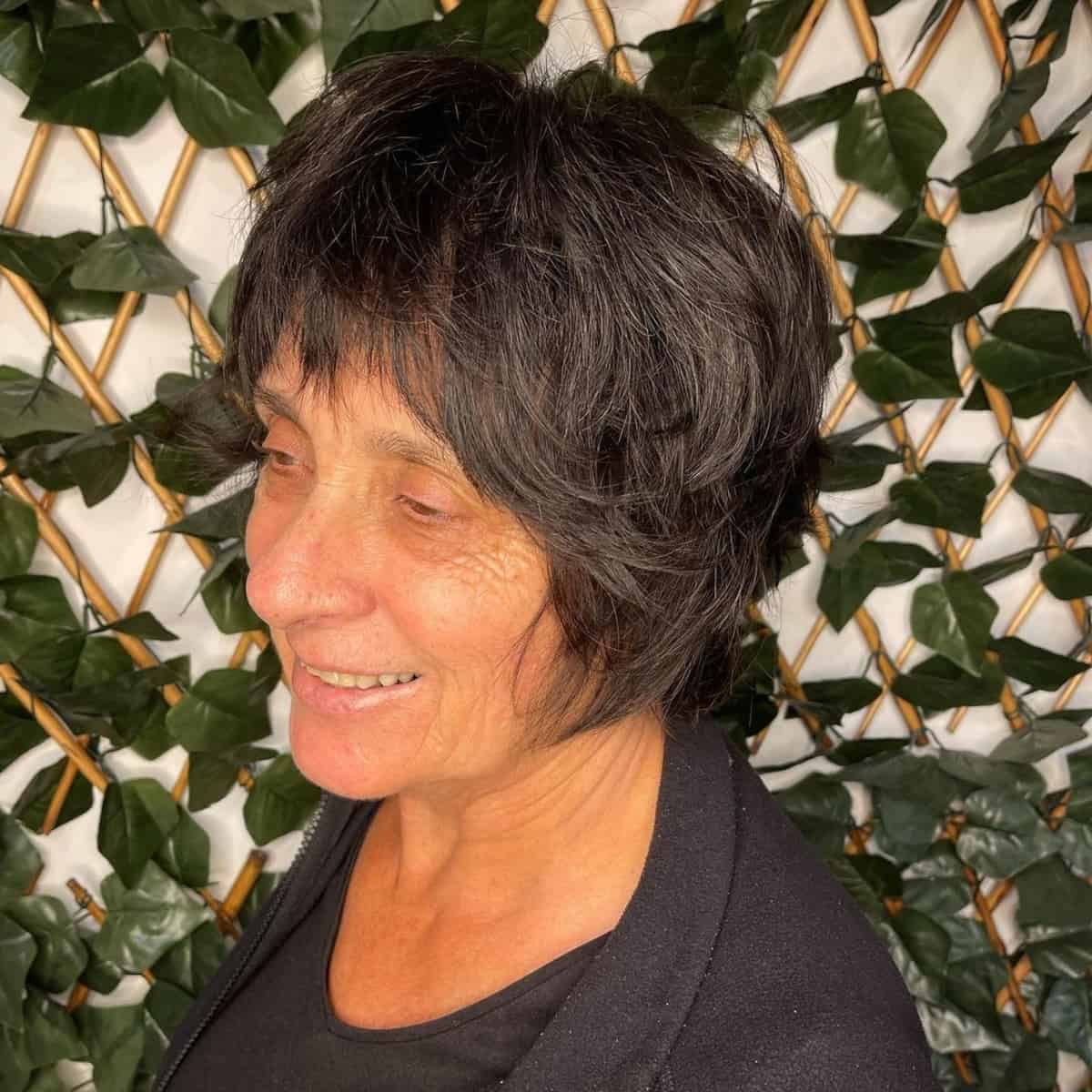 short shag haircut with bangs for women over 60