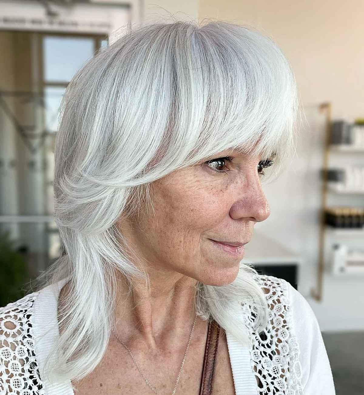 the long shaggy bob for women in their sixties